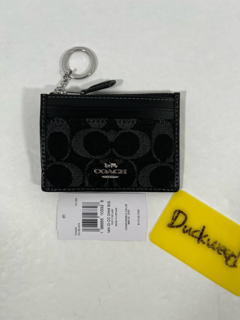 Coach Mini Skinny Id Case In Signature Denim CDN29 denim/Silver/Black